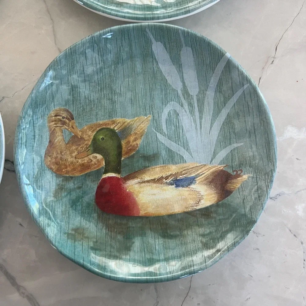 Set‎ of 4 melamine dessert plates adorable ducks Cottagecore
